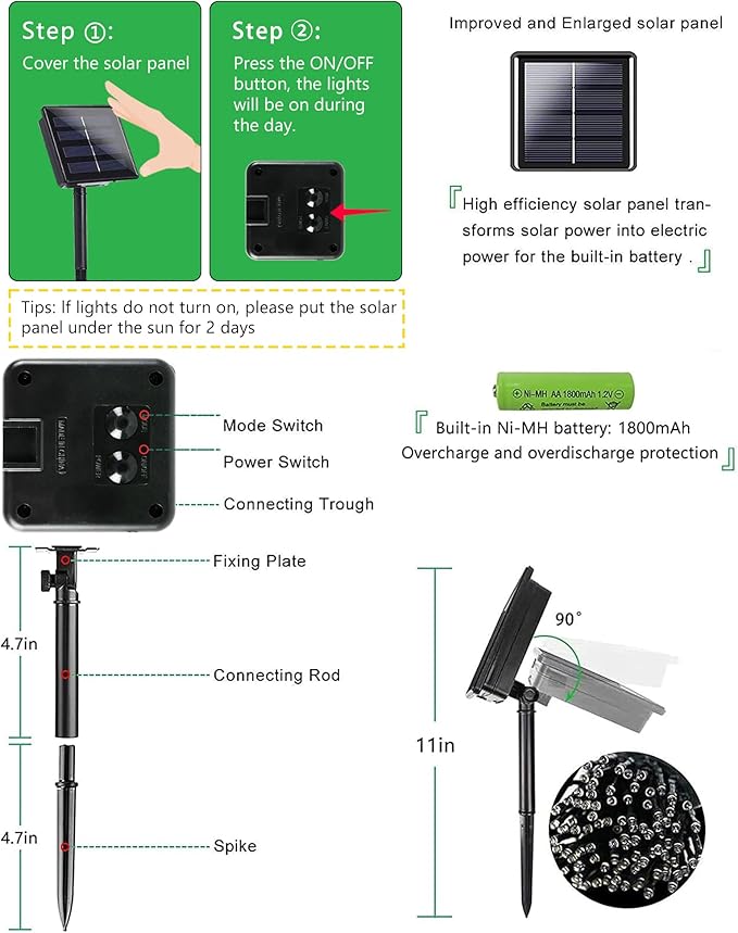 6 Pack Solar Christmas Lights Outdoor Waterproof, 600 LED 198 FT Solar Powered String Lights Outdoor with Green Wire 8 Lighting Modes, Mini LED Xmas Tree Light for Fence Party Decorations, Warm White
