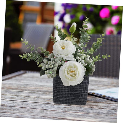 Creative Nordic Style Cement Flowerpot with Drainage Succulent Planter for Indoor Home Office Decor Modern Straight-Edged Geometric Design Container