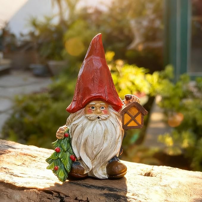 6.4-inch Christmas gnome Ornament, Cute gnome Statue, Suitable for Indoor and Outdoor use, Home Balcony, Garden, Lawn, and a for Christmas, Thanksgiving, Mother's Day, and Birthdays