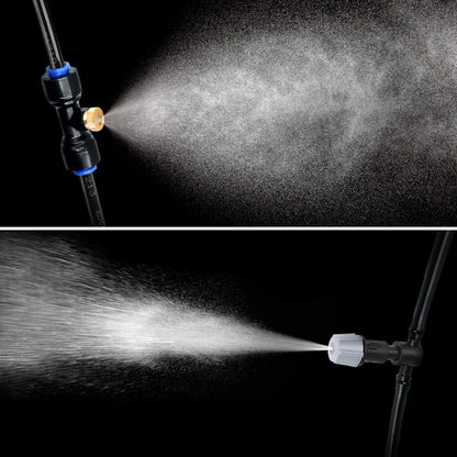 HOMENOTE 10 Pack Brass Misting Nozzles for Outdoor Cooling System, Mister Replacement Nozzles Tee and Plugs for 1/4" Tubing