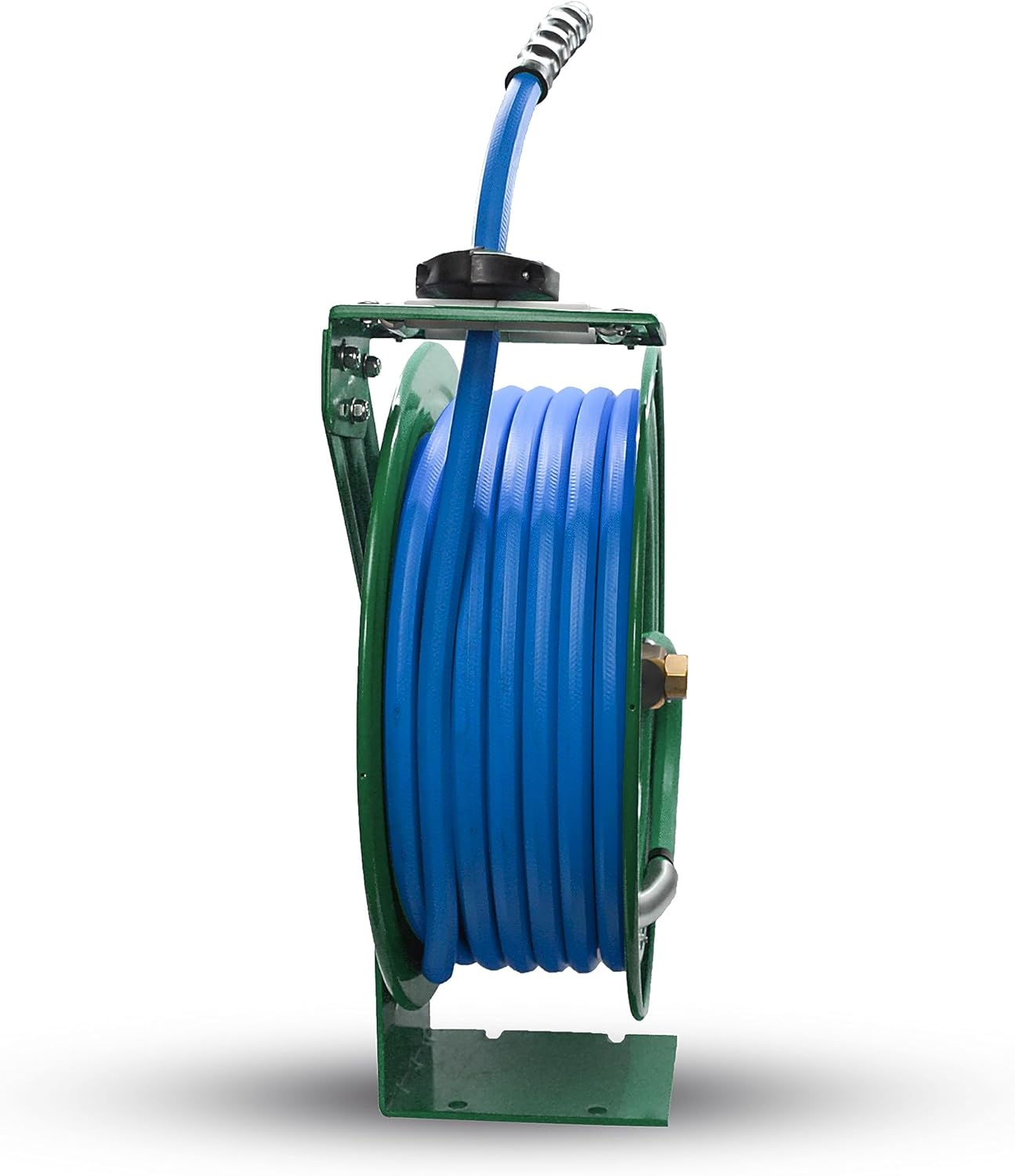 Auto Retractable Water Hose Reel with Hot & Cold Water Rubber Garden Hose, Spray Nozzle - Ultra Light, Super Strong with 6' Lead-in Hose (3/4” x 50’ Green)