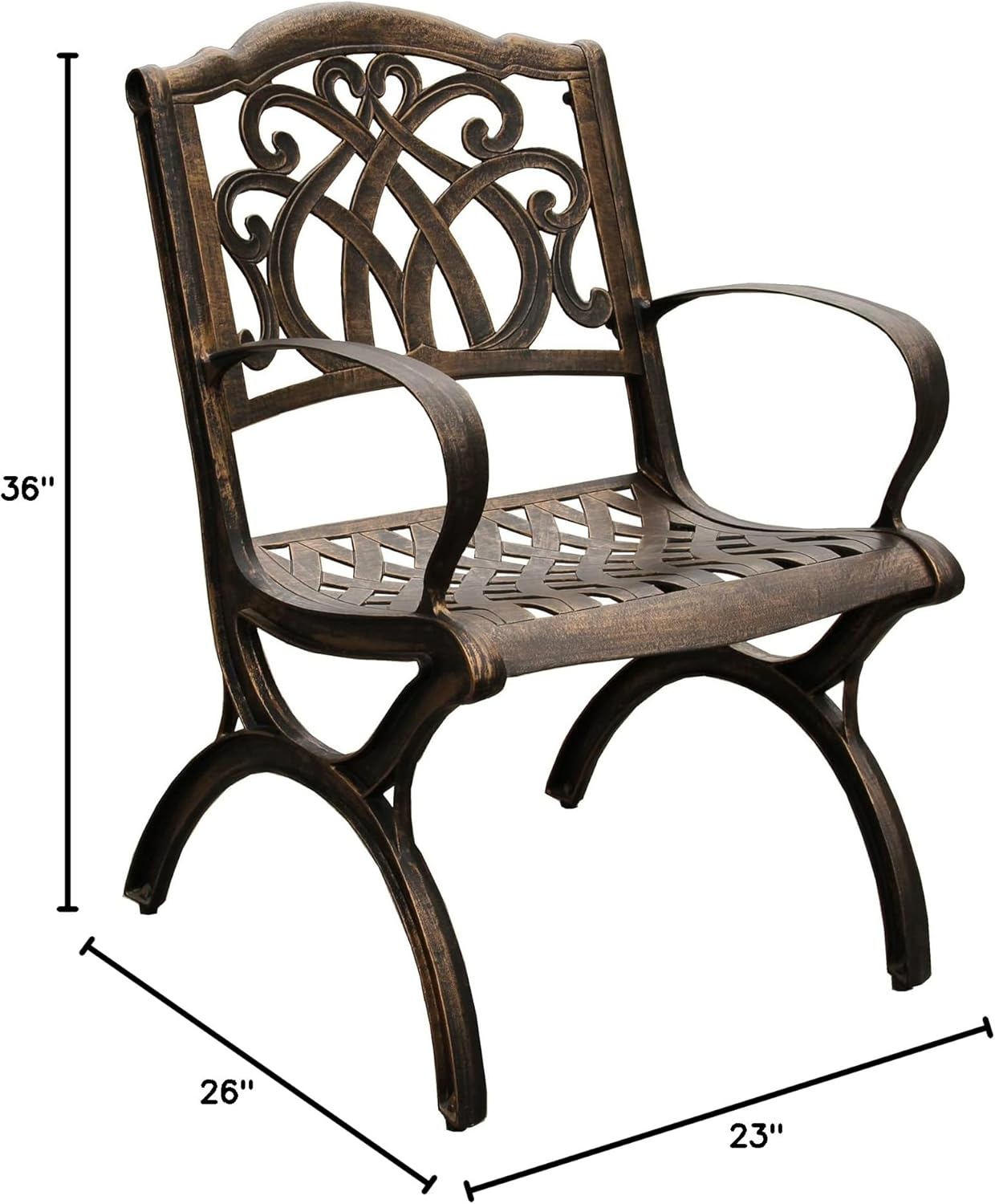 Oakland Living Ornate Traditional Outdoor Cast Aluminum Bronze Patio Dining Chair