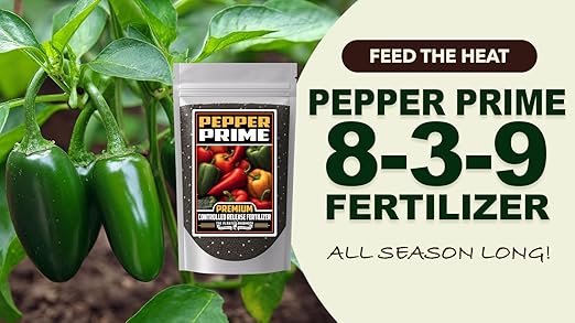 Fertilizer Commercial Grade | Pepper Prime 8-3-9 | 3 Pounds | Custom Professional Mix Blend | Controlled-Release Granular | Chelated Micronutrients | Season-Long Feed | Container and In-Ground Plants