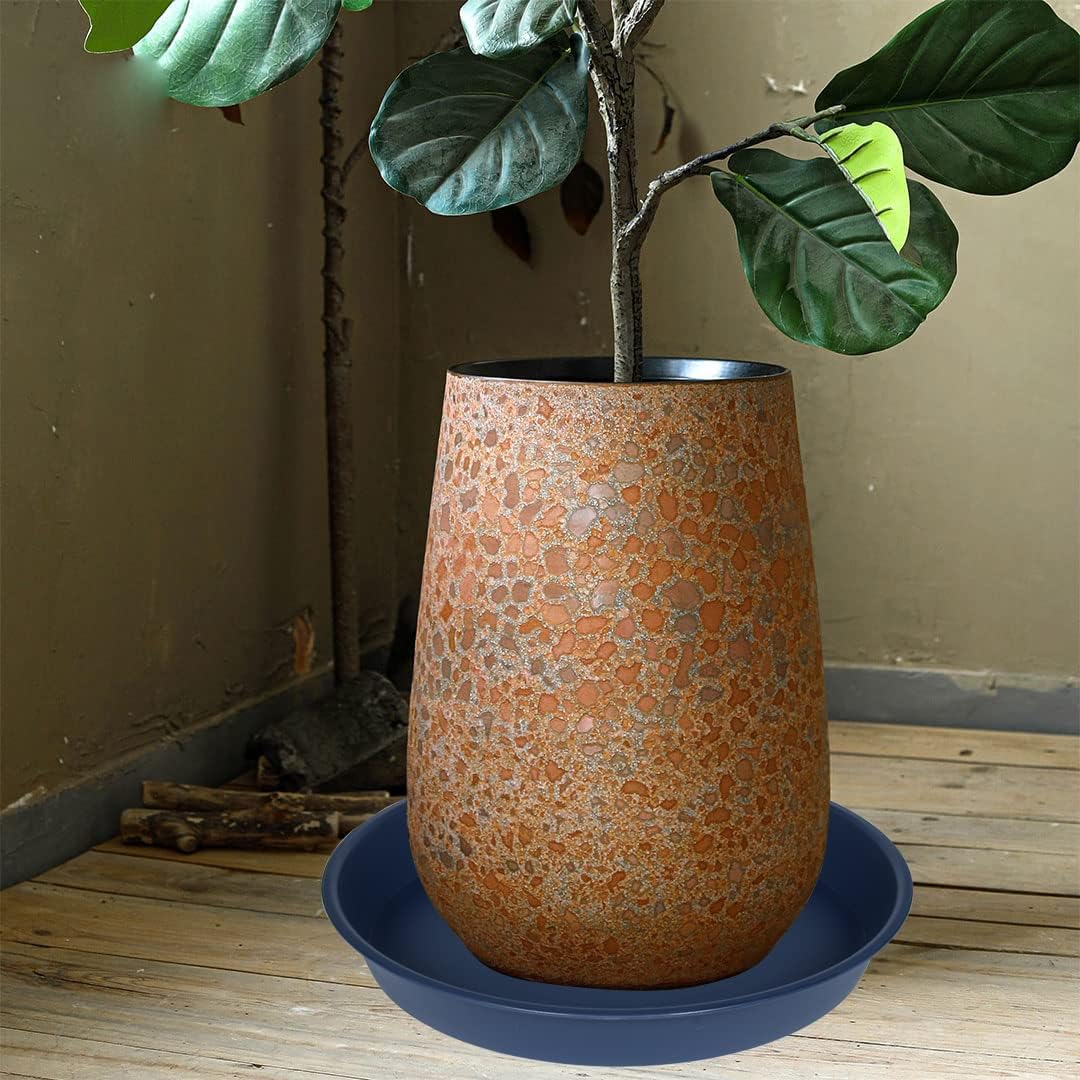 4 Pack of 16 inch Plant Saucer, Heavy Duty Round Plant Trays for Pots, Bird Bath Bowls, Plastic Plant Water Tray, Flower Plant Saucers for Indoors (16", Blue)