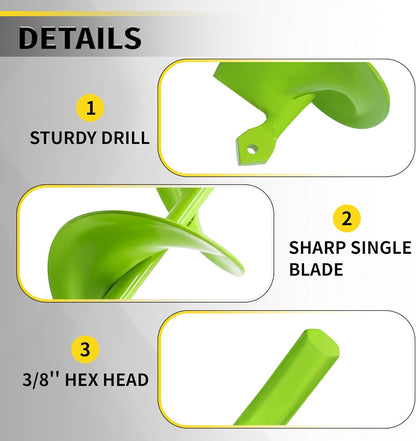 2”x32“ Auger Drill Bit for Planting, Garden Auger for Planting Bulbs, Easy Garden Auger with Drill for 3/8”Hex Drive