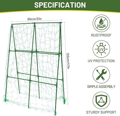 Compact A-Frame Plant Trellis for Peas, Beans & Small Climbing Plants - Rust-Resistant, Easy to Assemble, Lightweight Steel, Ideal for Raised Beds & Container Gardens(31" W x 47" H)