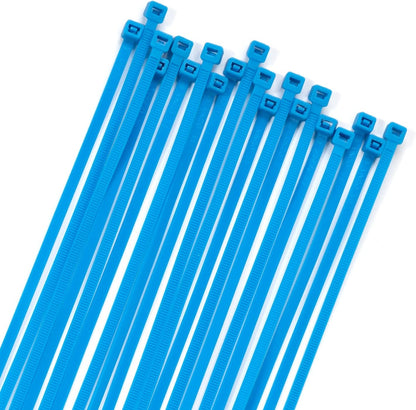 XINGO 100PCS Cable Zip Ties Heavy Duty, Premium Nylon Plastic Wire Ties with 50 Pounds Tensile Strength, Self-Locking Black Nylon Zip Ties for Indoor and Outdoor (16 inch, Blue)