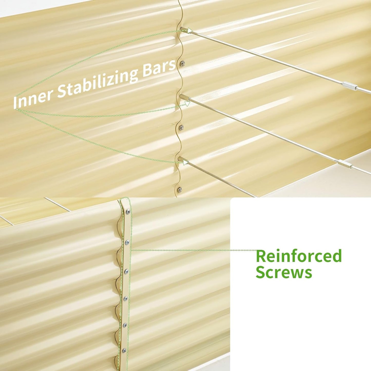 Land Guard 6x3x2ft Galvanized Raised Garden Bed, Planter Boxes Outdoor, Raised Garden Beds Outdoor for Vegetables, Flowers, Herbs, 269 Gallons, Cream Yellow…