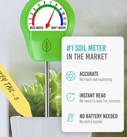GROWIT Plant Moisture Meter Houseplants - Accurate Plant Water Meter for Indoor Plants Soil Moisture Meter Stocking Stuffers Gift for Mom Dad Adults - No Battery Needed