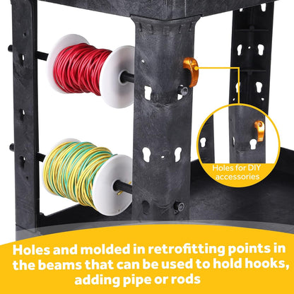 ELAFROS Heavy Duty Plastic Utility Cart 34 x 17 Inch - Work Cart Tub Storage W/Deep Shelves and Full Swivel Wheels Safely Holds up to 550 lbs - 2 Tier Service Cart for Warehouse,Garage, Cleaning