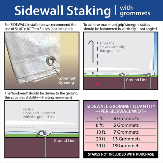 20' x 30' Economy Sidewall Kit for Canopy Tent, Complete Set of (2) White 20' and (2) 30' Side Walls for 7' Foot Height Party Frame and Outdoor Pole Tents, Tent Not Included