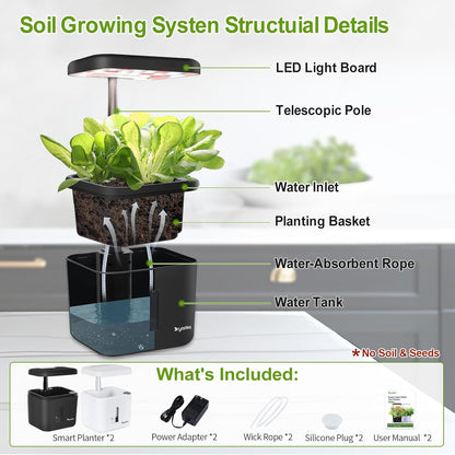 2 PACK Plant Pots Indoor Garden Planter Growing Systems Small Smart Soil Gardening System with 17 Watts LED Grow Light Auto Timer Self-Watering Soil Planter Pot Gifts for Mom Women (No Seeds&Soil)