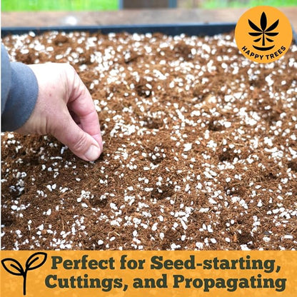 Happy Trees Coco Coir and Perlite 70/30 Growing Medium, Potting Mix, Seed-Starting, Premium Quality Triple-Washed for Low Salt/EC, pH Balanced Loose Coconut Fiber, Peat-Free, 50L (1.8 cu.ft.)