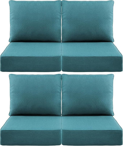 Luxury 6" Outdoor Cushions for Patio Furniture, 24x24x6" Thick Seat Cushion Set of 4, Fade Resistant Couch Chair Replacement Cushions High Density Deep Wicker Chair Cushion w/ Removable Cover, Green