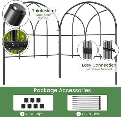 Small 12.55"*16.53" Decorative Garden Fencing Border, No Dig Fences Barrier, Black Metal Fence, Garden Edging Fence Panel, Dog Fence Outdoor for Yard, Flower Bed (6 Pcs)