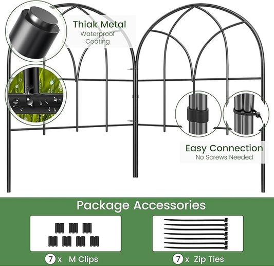 Small 12.55"*16.53" Decorative Garden Fencing Border, No Dig Fences Barrier, Black Metal Fence, Garden Edging Fence Panel, Dog Fence Outdoor for Yard, Flower Bed (6 Pcs)