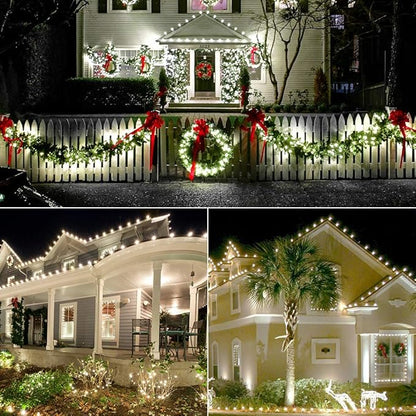 Brizled Upgrade Faceted C5 LED String Lights, 33ft 100 LED Christmas String Lights, 120V UL Certified Clear Xmas Light Set for Indoor & Outdoor Decoration, Patio, Garden, Party and Holiday, Cool White