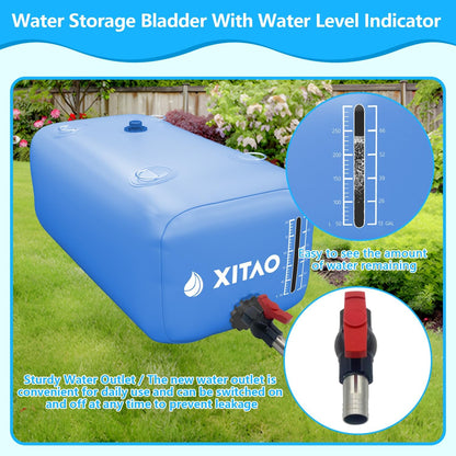 XITAO 29Gal Large Capacity Water Storage Bladder Containers w/Water Level Indicator Portable Foldable Emergency Water Tank Bag for RVs, Drought Resistance, Fire Prevention, Agricultural Irrigation