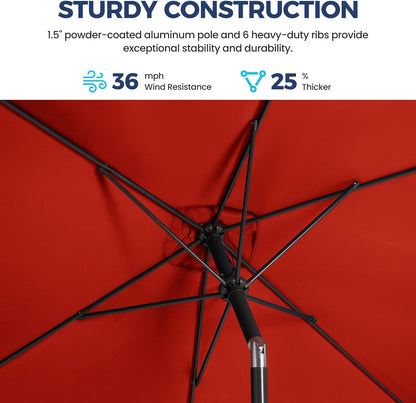 SUNVIVI OUTDOOR Patio Umbrella, 6.5' x 10' Rectangular Patio Umbrella, Metal Pole Square Outdoor Umbrella with Crank and Push Button Tilt, 6 Steel Ribs, Polyester Canopy