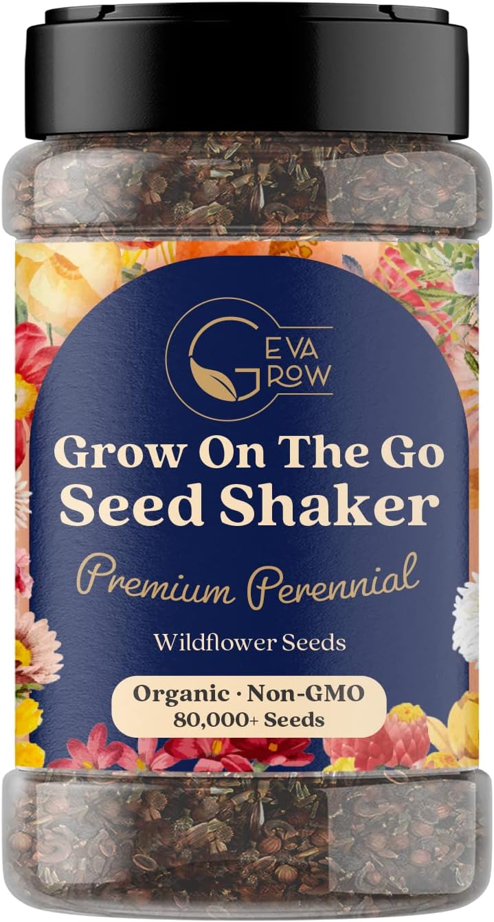 Wildflower Seed s – Perennial Flower Seeds Mix to Plant Anywhere, by Geva Grow | 12-Type Beautiful Perennial Wildflower Seeds Bulk 90,000+ Seeds, 2 Ounce, No Messy Packets