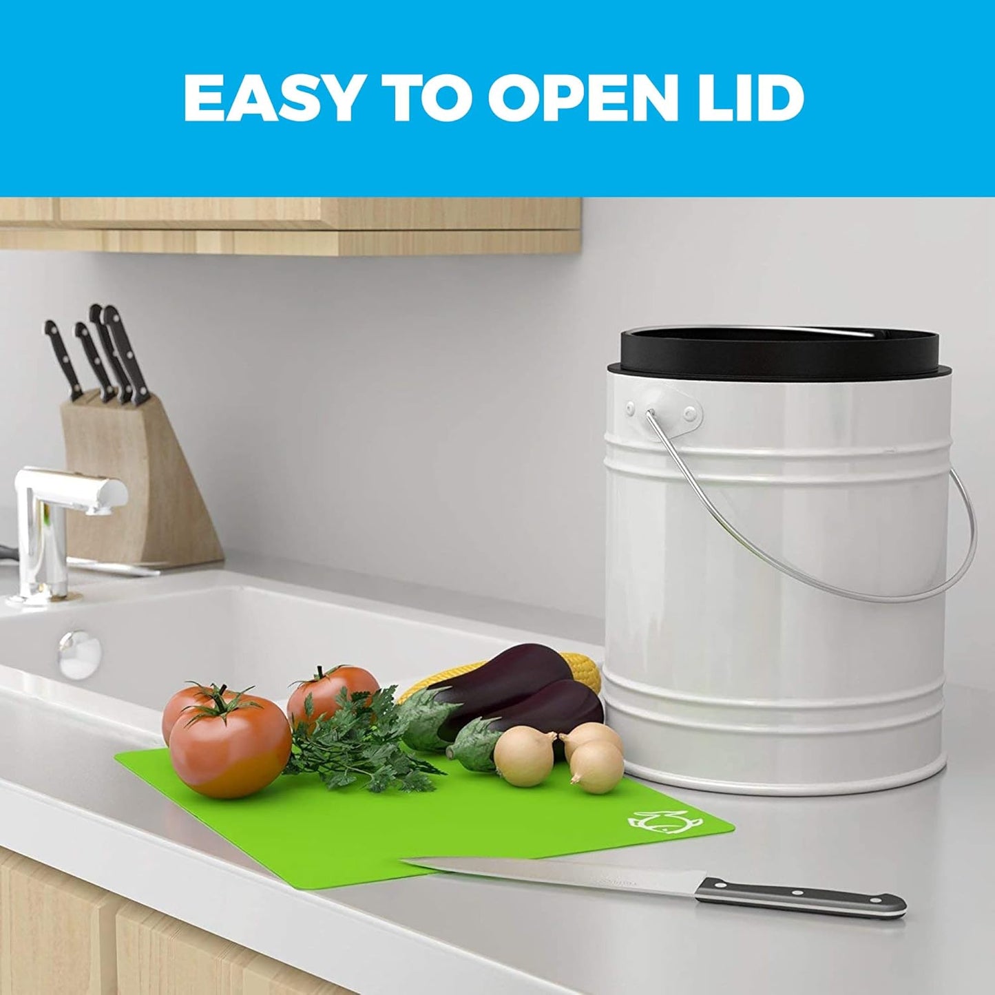 3 Liter Small Indoor Kitchen Compost Bin, Odorless Composting Bin with Carbon Filters, Countertop Compost Bucket with Lid, Metal Kitchen Composter with Plastic Bucket Liner for Food & Waste Recycling