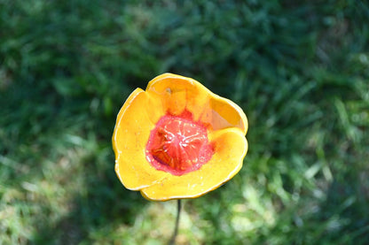 Ceramic Garden Decor - Flower Lawn Stake - Outdoor Statue - Perfect, Unique Gifts for Gardeners Woman, Men, Yard Gifts - Handmade, Frostproof