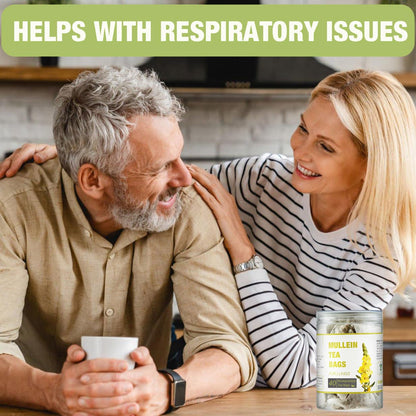 40 Bags Dried Mullein Leaf Tea for Lungs - Lung Detox Cleanse Tea for Smokers - Herbal Mullen Mullien for Breathe Easy - Caffeine-Free, Immune Support