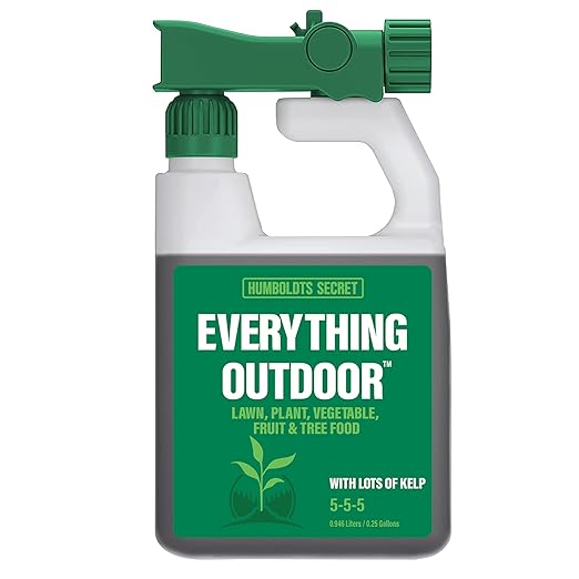 Humboldts Secret Everything Outdoor Plant Food | 5-5-5 Liquid Fertilizer with Norwegian Kelp | All Purpose Lawn, Vegetable & Fruit Food | Garden Nutrients | Refillable Hose End Bottle | 32 Ounce