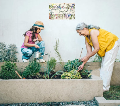 Bestylez Gardening Gifts Vintage Gardening Signs Grandma‘s Garden Love Grows Here Tin Sign for Home Garden Greenhouse Living Room Bedroom Yard Cottage Outdoor Decor 8X12 Inch (3356)