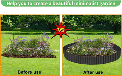 Landscape Edging Border 6inch x 40ft- Corrugated Metal Garden Edging - Lawn Edging Borders - Galvanized Edging Long Strips Yard Border for DIY Flower Beds, Plants, Walkways-Black