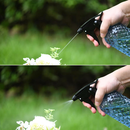 Glass Handheld Spray Bottle - 12oz Refillable Bottle ，Adjustable Nozzle Watering Can for Garden Plants Cleaning Solutions (Blue)