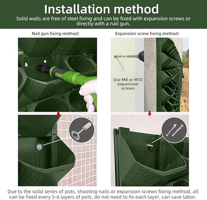 Self Watering Wall Mounted Vertical Planter, 36 Pots Wall Planter Indoor Vertical Living Green Plant Wall Easy Installation (Green with Timing System)