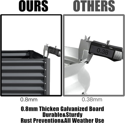 Domi Galvanized Raised Garden Bed, Outdoor Planter Garden Boxes Large Metal Planter Box for Gardening Vegetables Fruits Flowers, Dark Grey (6x3x2ft)