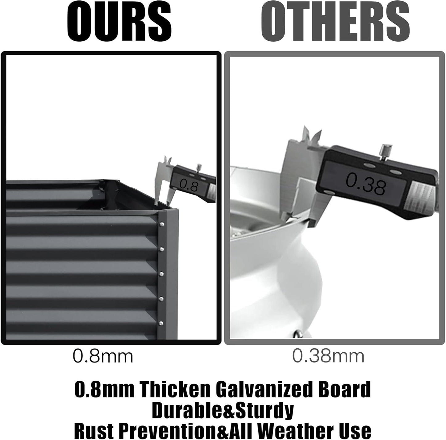 Domi Galvanized Raised Garden Bed, Outdoor Planter Garden Boxes Large Metal Planter Box for Gardening Vegetables Fruits Flowers, Dark Grey(6x3x1ft)