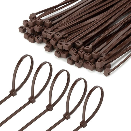 6 Inch Brown Zip Tie 1000 PCS, 18 Lbs - Small to Medium Zip Tie, Nylon PA66 UV Resistant Cable Tie for Indoor and Outdoor Use - Ideal for bundling and securing objects