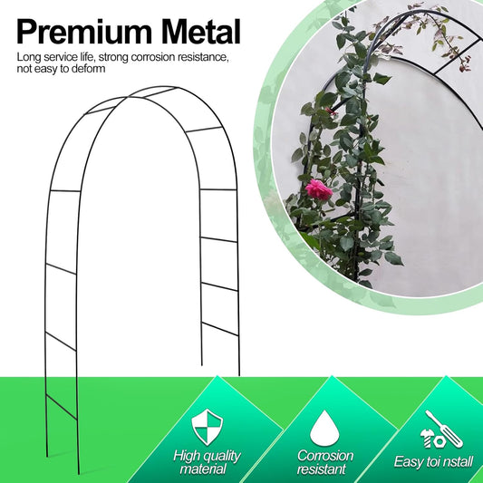 Metal Garden Arch Trellis 7.9ft High X 4.7ft Wide Garden Arbor for Various Climbing Plant Outdoor Garden Lawn Backyard Wedding Arch Party Decoration Archway