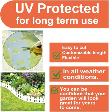 Garden Edging 33FT, Landscape Edging Borders [Extra Tall 4.6IN ] Flexible Lawn Edging Kit with 60pcs Stakes,Mini Plastic Fence for Tree Flowerbeds Grass Yard -White-1