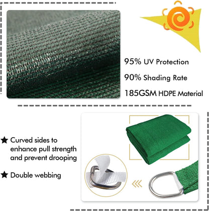 KANAGAWA 10'X20' Dark Green Custom Size Sun Shade Sail Rectangle UV Block Canopy Cover for Patio Backyard Lawn Garden Outdoor (Customized Available)