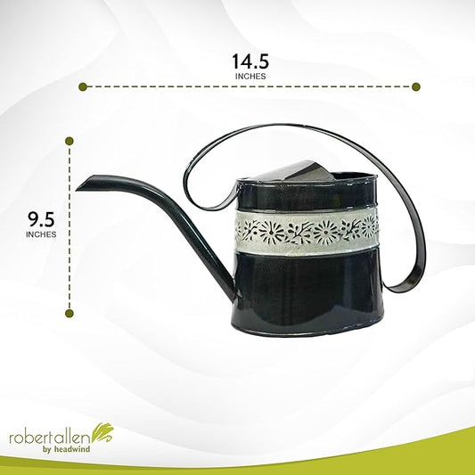 Headwind Willow Black Pearl 0.5 Gallon Galvanized Decorative Metal Garden Watering Can for Indoor & Outdoor Plant Care – Vintage Gardening Plant Watering Can by Robert Allen
