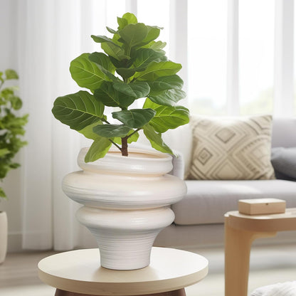 Ceramic Bonsai Planters 11 Inch - Pots for Plants Indoor Outdoor, Plant Pot with Drainage Hole, Decorative Flower Pot for Home Garden Patio Office, Gift for Men Women, White