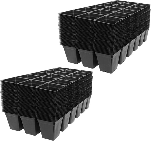 Handy Pantry Black Plastic Garden Tray Inserts - 100 Sheets of 18 Planting Pot Cells Each - 3x6 Configuration - Perforated - Nursery, Greenhouse, Gardening