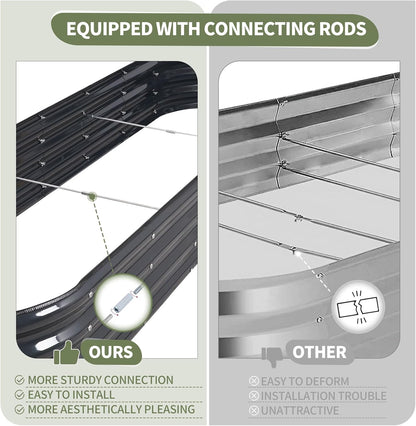 Galvanized Raised Garden Bed Outdoor- Raised Beds for Gardening| Metal Planter Box, Steel Raised Garden Bed Kit with Safety Edging and Gloves for Vegetables, Flower, Herbs (8x2x1FT, Gray)