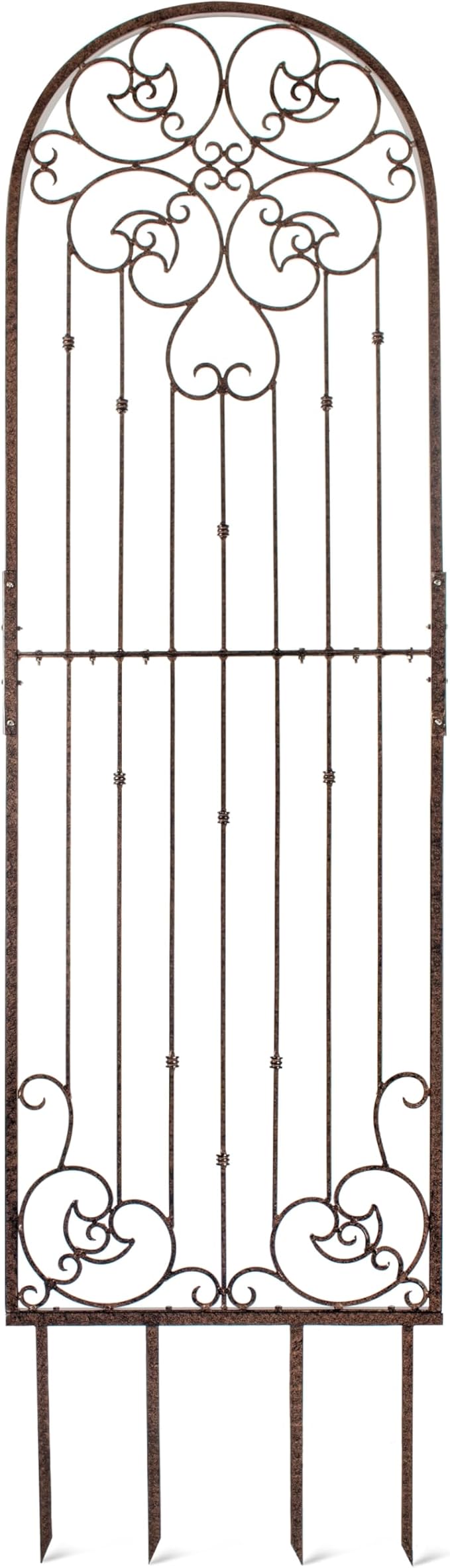 H Potter 8 Foot Tall Garden Trellis Wrought Iron Heavy Scroll Metal Decoration Lawn Patio and Wall Decor Screen for Rose Clematis Ivy Weather Resistant Patio Deck Wall Art X Large