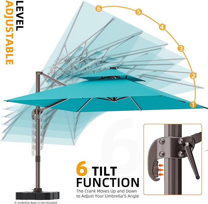 9' X 12' Cantilever Outdoor Patio Umbrellas with Base Included, Large Rectangle Umbrella Heavy Duty 360°Rotation Offset Umbrella for Garden Deck Pool Patio,Turquoise