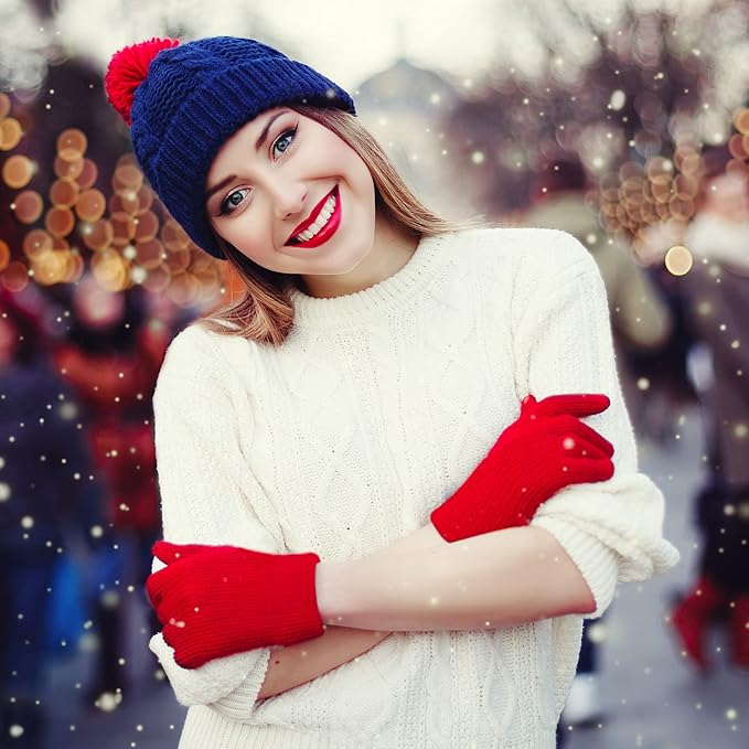 SATINIOR Magic Winter Gloves Unisex Gloves Knit Stretchy Mitten Full Fingers Warm Mitten for Men Women Sports