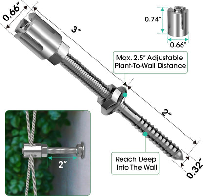 Professional T316 Stainless Steel Wire Trellis Kit for Climbing Plants Outdoor, Heavy Duty Plant Support System (53Ft x 1/8"), Garden Wire Grid Espalier Trellis Kit with Rust Proof Design