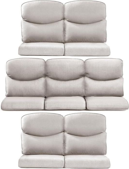 7-Piece Outdoor Patio Cushion Set - Fade & Water Resistant with Removable Olefin Cover, 22x24x4 Inch Memory Foam Cushions for Wicker Sectional Sof - Beige/Crescent