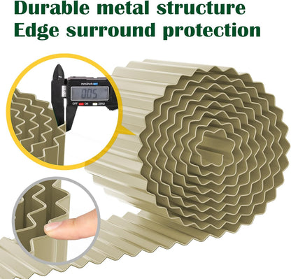 LAVEVE Corrugated Metal Garden Edging 6" x 20Ft, Landscape Edging Border for Lawn, Flower Bed, Garden Fence, Paver Edging (Cream)