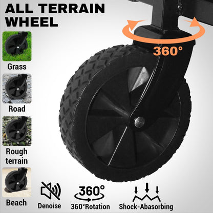 Collapsible Wagon 352LBS Capacity, Foldable Large Carts, Heavy Duty Outdoor Folding Cart with All-Terrain Wheels, Utility Garden Beach Wagon with Storage Bag Green