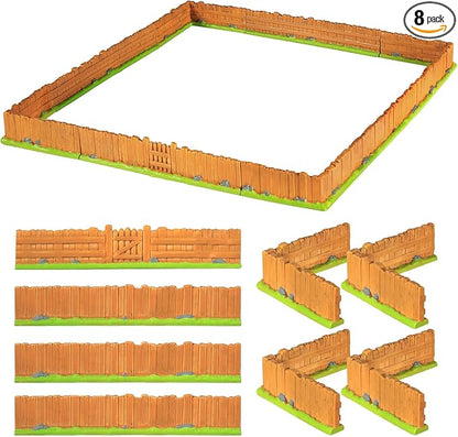 Warmtree Dungeon Walls 8 Pcs Miniature Stone Wall, Fairy Garden Resin Decorative Picket Fence Terrain Building Accessories DIY Wargame Model Diorama